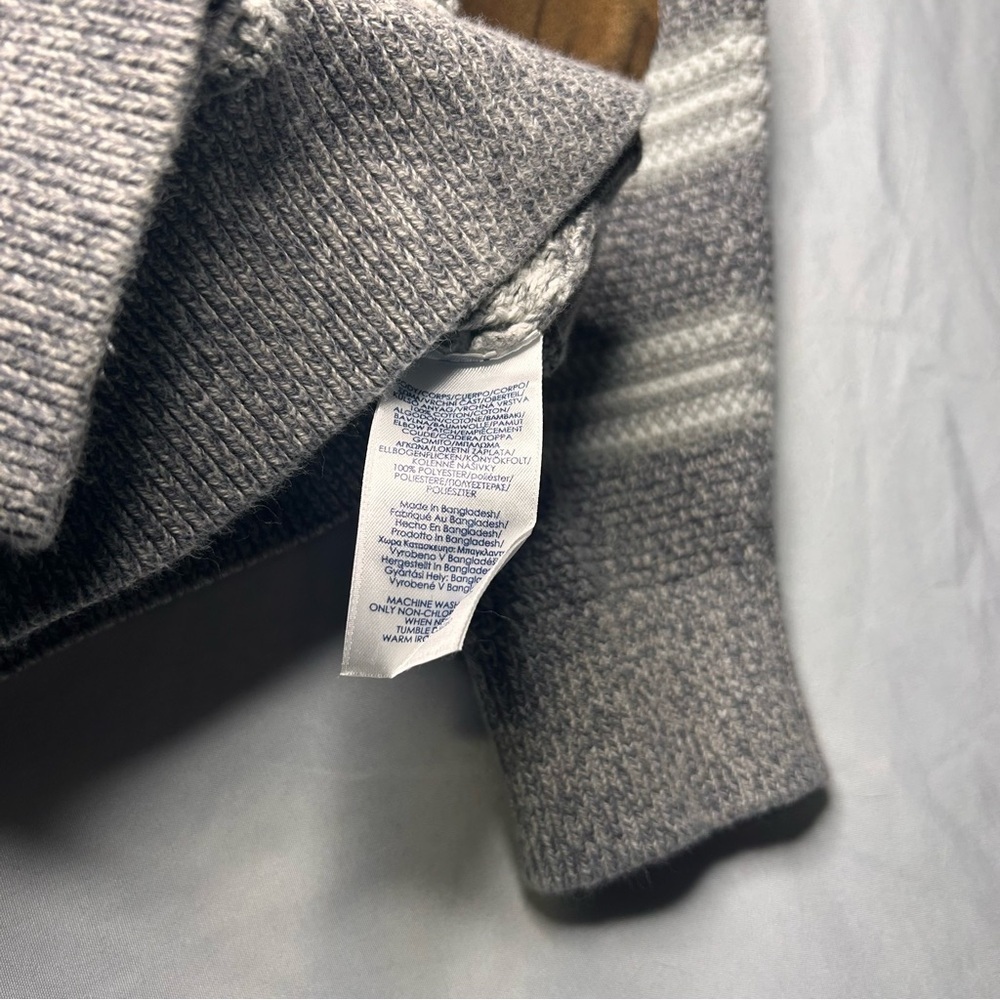 Chaps Gray and White Striped Crewneck Sweater 100% cotton XL - Picture 9 of 12